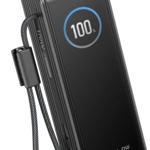 Anker Powerbank, 25.000mAh externer Akku mit 3x 100W USB-C Ports für Multi-Geräte-Ladeleistung, Integriertes + einziehbares Kabel, Für iPhone 16/15, MacBook, Samsung und mehr