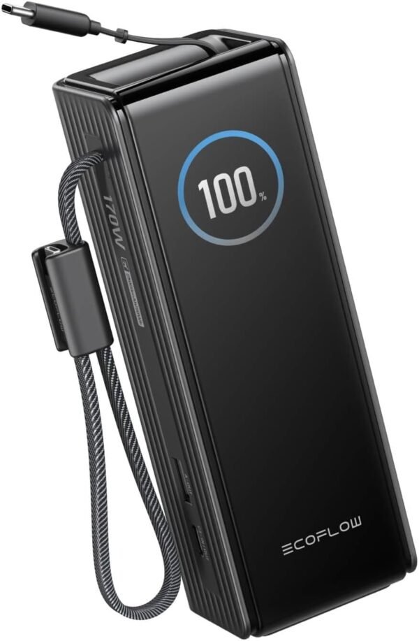 Anker Powerbank, 25.000mAh externer Akku mit 3x 100W USB-C Ports für Multi-Geräte-Ladeleistung, Integriertes + einziehbares Kabel, Für iPhone 16/15, MacBook, Samsung und mehr
